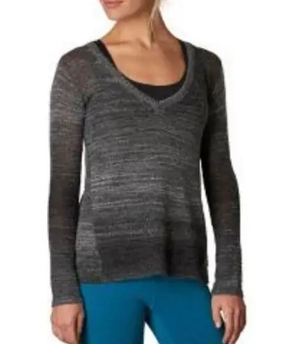 prAna Julien Charcoal Ombré Split Back V-neck Sweater Sz M