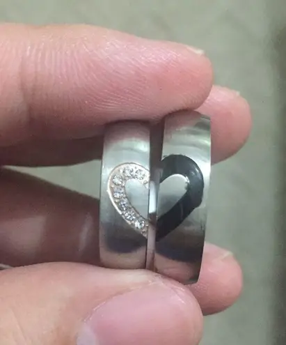 2pcs Heart Wedding Promise Couple Rings