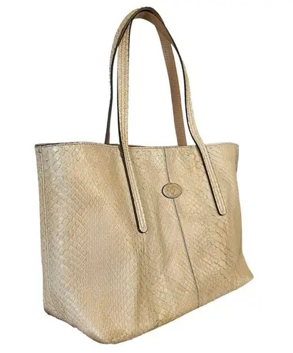 Tod's Genuine Python Snake Skin Cream White Tote Bag - Exotic Leather Handbag