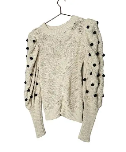 Marie Oliver Bridget Knit Bauble Detail Gathered Sleeves 100% Cotton Sweater S
