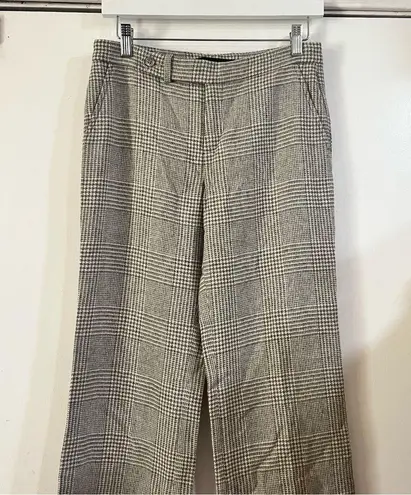 Ralph Lauren  Black Label Camel Hair Trousers Plaid Houndstooth Straight Wide Leg