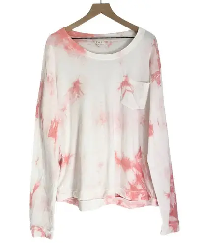 POL NEW  Women's Jojo Tie Dye Pullover Sweatshirt Pink White Cloud Size Large - Image 3