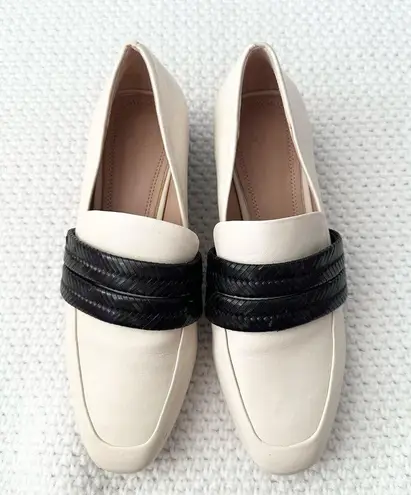 AD & Daughter Ivory Black Woven Band Corya Keeper Low Black Heel Loafer 6.5