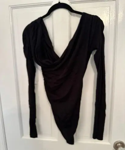 Abound  Black Ruched Long Sleeve Bodysuit size XS NWT