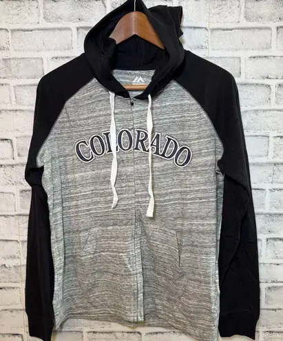 Majestic Colorado Rockies full zip lightweight gray vintage style hoodie M Size M