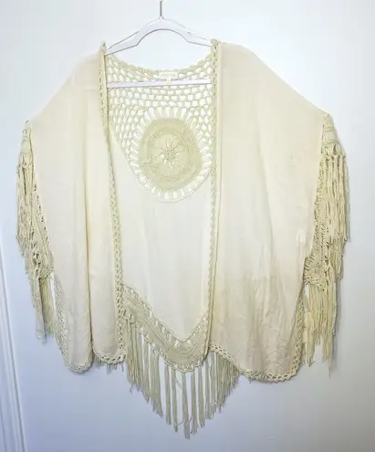 Everleigh NWT Macrame Boho Vest Ivory Sz Small Fringe Hippie Festival