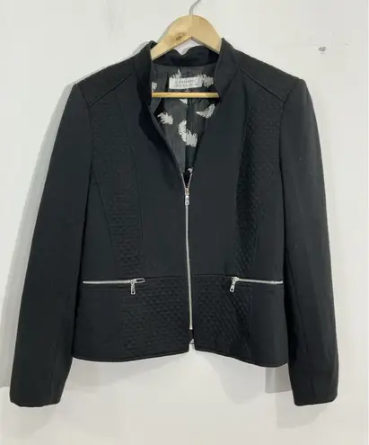 Tahari Womans Arthur S Levine Size 12 Black Zip Up Lined Cropped Jacket