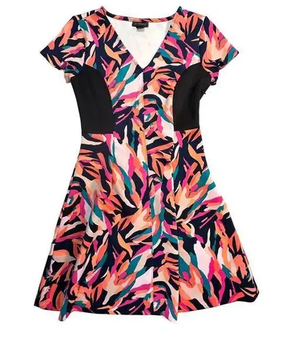 Metaphor Dress Womens Small Multicolor Abstract Print Artsy Festive Flirty Fun