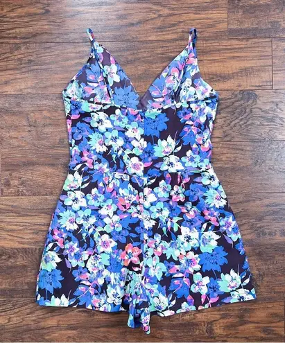 Yumi Kim • Lea Romper blue pink floral Sleeping Beauty print surplice playsuit