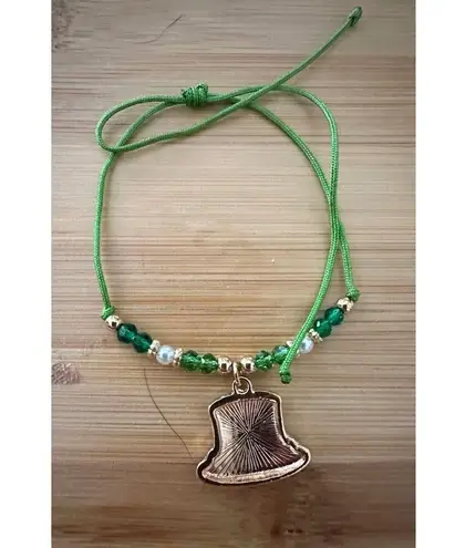 St Patricks Day Knotted String Beaded Bracelet Anklet Leprechaun Hat Sha… Green