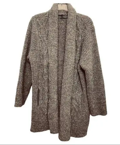 Barefoot Dreams  CozyChic Cable Knit Longline open Front Cardigan Large