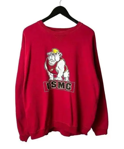 Vintage 90s Big Cotton Gear for Sports Red USMC Bulldog Sweatshirt Medium