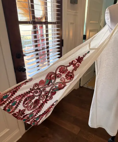 Tassels N Lace NWOT Cold Shoulder Halter LS Top w/ Sheer Embroidered Sleeves