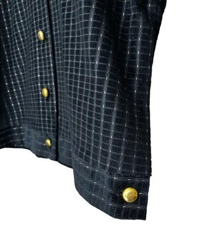 Mode O ' Day Vintage 60s 70s Black & Gold Textured Short Sleeve Boxy Crop Top