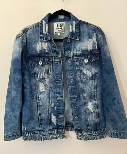 Jaase Embroidered Boho Denim Jean Jacket M