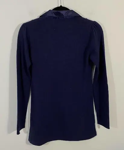 Folia Women’s Navy Faux Layer Collared Knit Blouse Size 1 Clueless Preppy Vibes