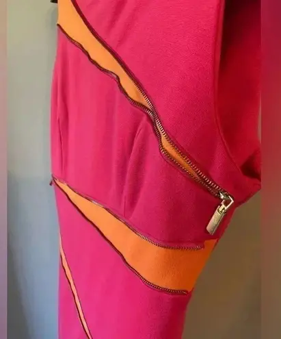 Adrienne Vittadini HOT PINK & ORANGE ZIPPER DRESS SIZE 4