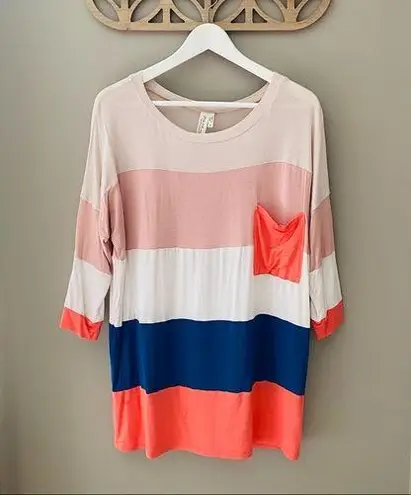 Pink Owl Striped Pullover Top Sz Medium