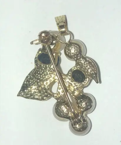 Vintage Genuine Pearls & Blue Stone Pendant or Brooch Gold