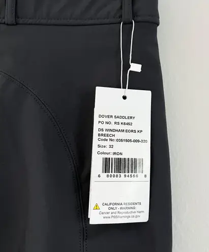 Dover Saddlery NWT Women’s Windham Eros Knee Patch Breech Pants Iron Grey 32