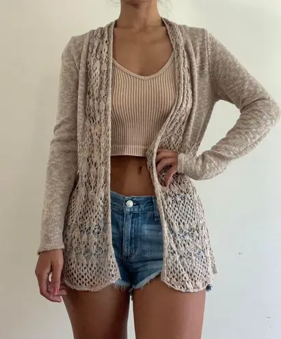 Beldini Beige Crochet Cardigan Size Small