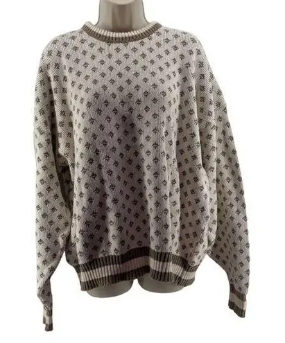 Jantzen Vintage Cream and Taupe Pullover Sweater Xlarge