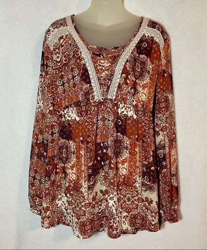 VANITY sheer top blouse XL autumn fall brown NWT