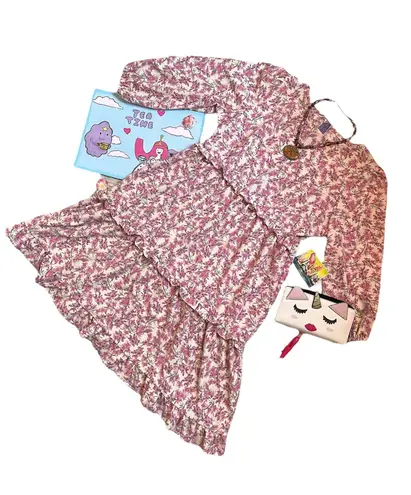 Women’s handmade spring floral print midi Dress Multi Size L