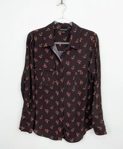 Something Navy Utility Blouse in Brown Floral