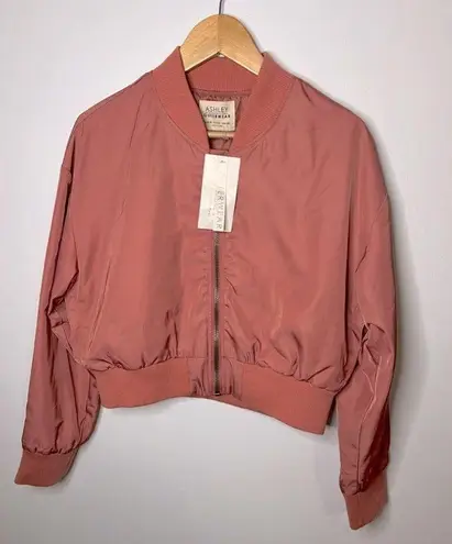 Ashley by 26 International NWT Pink Coral Bomber style Cropped Jacket Size XL