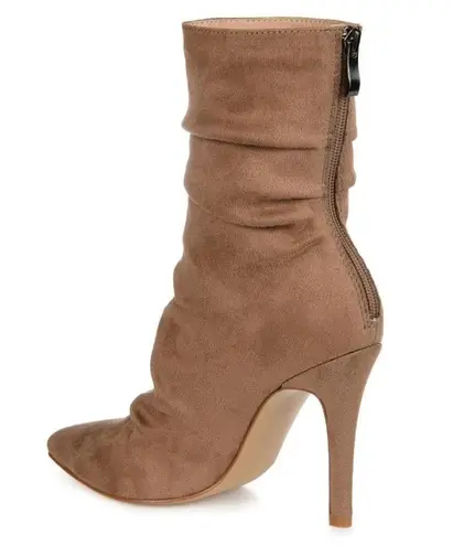 Journee Collection Markie Back Heel Zip Stiletto Booties in Tan, Size 9.5 NEW