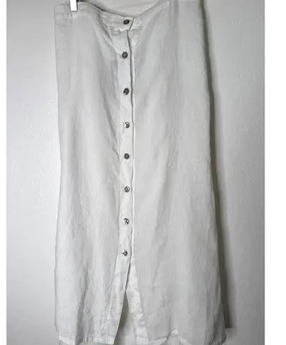 Bryn Walker Cinzia Light Linen Elastic Waist High-Low Hem A-Line Skirt White 3XL