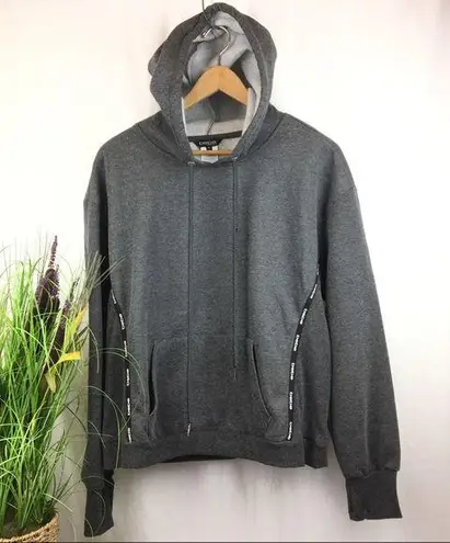 Bebe  Sport Gray & Black Mong Sleeve Hoodie Logo Sweatshirt XL NEW