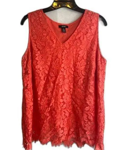 Alfani  Lace Overlay Tank with Scallop Hem Plus Size 14