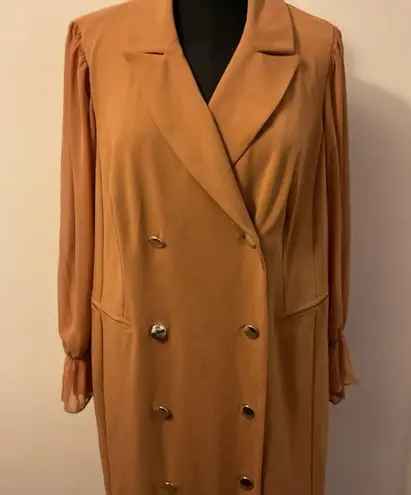 Shelby & Palmer 1. NWT Tan long sleeve double breasted blazer dress SZ 16 W