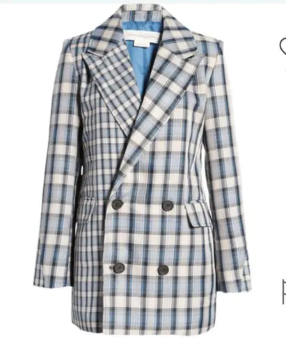 Treasure & Bond NWOT Mixed Plaids Oversized Blazer in Blue and Cream