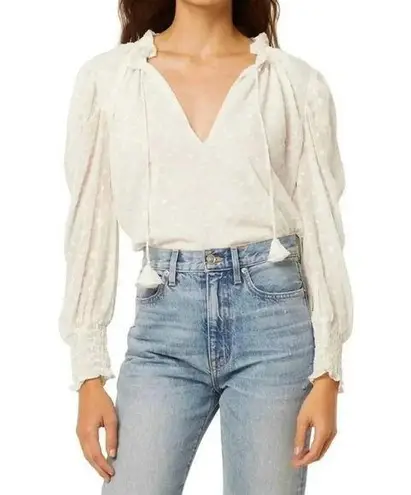 MISA Los Angeles Siena Clip Dot Top in Pearl White Womens XS