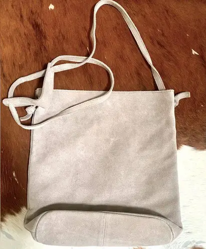 M.I.L.A Made In Los Angeles Jackie Light Gray Suede Leather Crossbody Bag