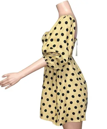 Faithfull the Brand Dallia Linen Mini Dress, Biscuit Emelda Dot, Small