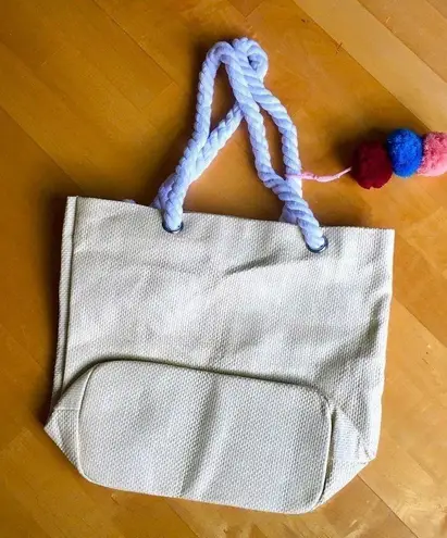 Cruise Club “Hello Sunshine” Straw Tote Bag, Rope Handles, Tan, Black, Yellow