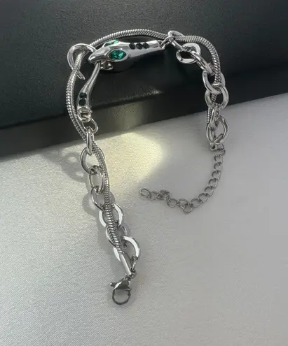 Link Chain Snake Bracelet for Men Women Streetwear Punk Hip Hop Unisex Style Silver