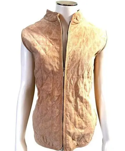Ann Taylor Suede 100% Leather Body Lining 100% Cotton Dressy Tan Vest Size L