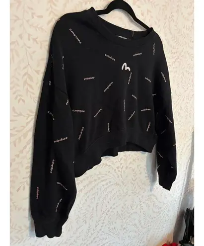 y2k/hype EVISU glitter logo cropped sweatshirt Black Size undefined