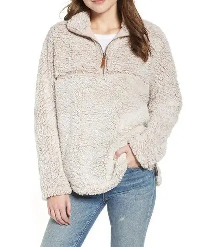 Thread & Supply Beige & Blush Two Tone Pullover Sherpa Jacket S Tan
