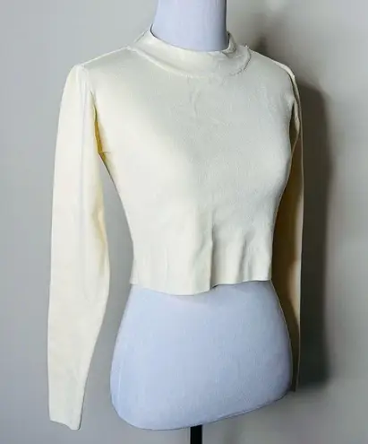 ZARA  Cream Knit Open Back Crop Top - Image 6