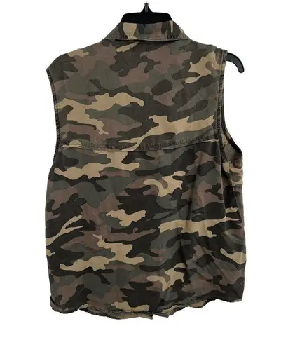 Bershka  Camouflage Sleeveless Button Front Top Small New