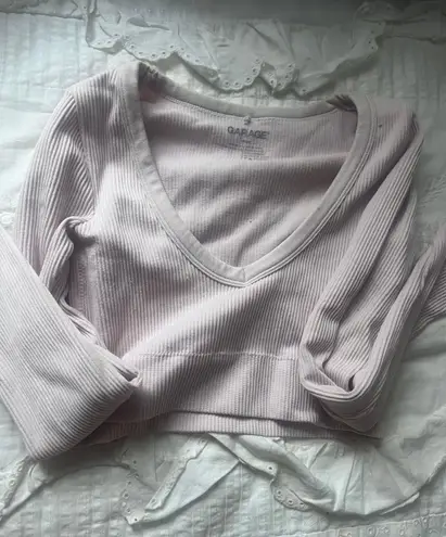 Garage chalk pink  ribbed cropped c neck long sleeve