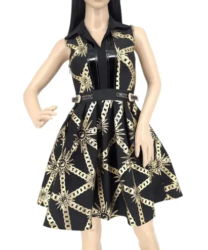 Barok Paris NJ Couture Black & Gold Scuba Material Sleeveless Dress NWT