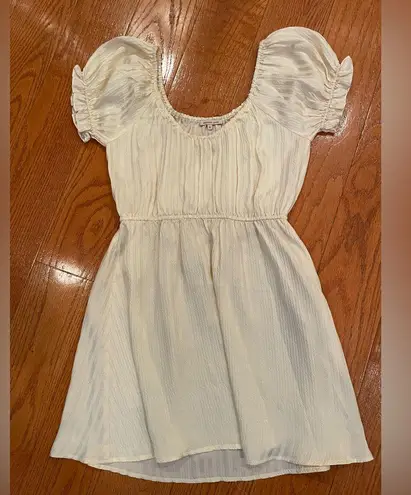 Morgan Lane Silk Puff Sleeve Mini Dress – Off White, Size Small