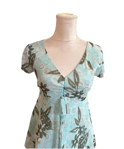 90s Y2k Babydoll Tank Fairy Core Floral Print Handkerchief Hem Size S Sheer